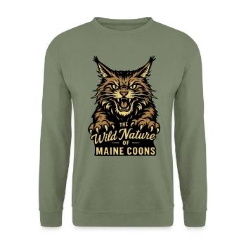 The Wild Nature of Maine Coons - Unisex Sweatshirt - army green - Front - Alina (178cm) & Michal (187cm)