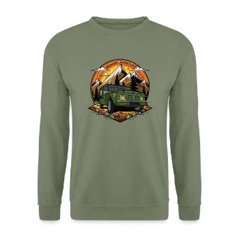 Mehari aventure - Sweat-shirt Unisexe - vert militaire - Devant - Alina (178cm) & Michal (187cm)