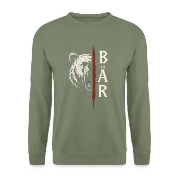 Wilder Bär - Unisex Pullover - Armeegrün - Vorne - Alina (178cm) & Michal (187cm)