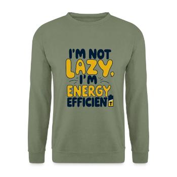Energy-efficient instead of lazy - Unisex Sweatshirt - army green - Front - Alina (178cm) & Michal (187cm)