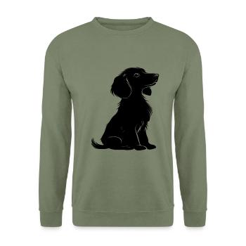 Teckel chien siège électrique silhouette noir animal de compagnie - Sweat-shirt Unisexe - vert militaire - Devant - Alina (178cm) & Michal (187cm)