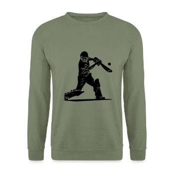 Cricketspieler Silhouette - Unisex Pullover - Armeegrün - Vorne - Alina (178cm) & Michal (187cm)
