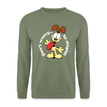 Garfield Odie Don´t Worry, Be Stupid - Unisex Sweatshirt - army green - Front - Alina (178cm) & Michal (187cm)