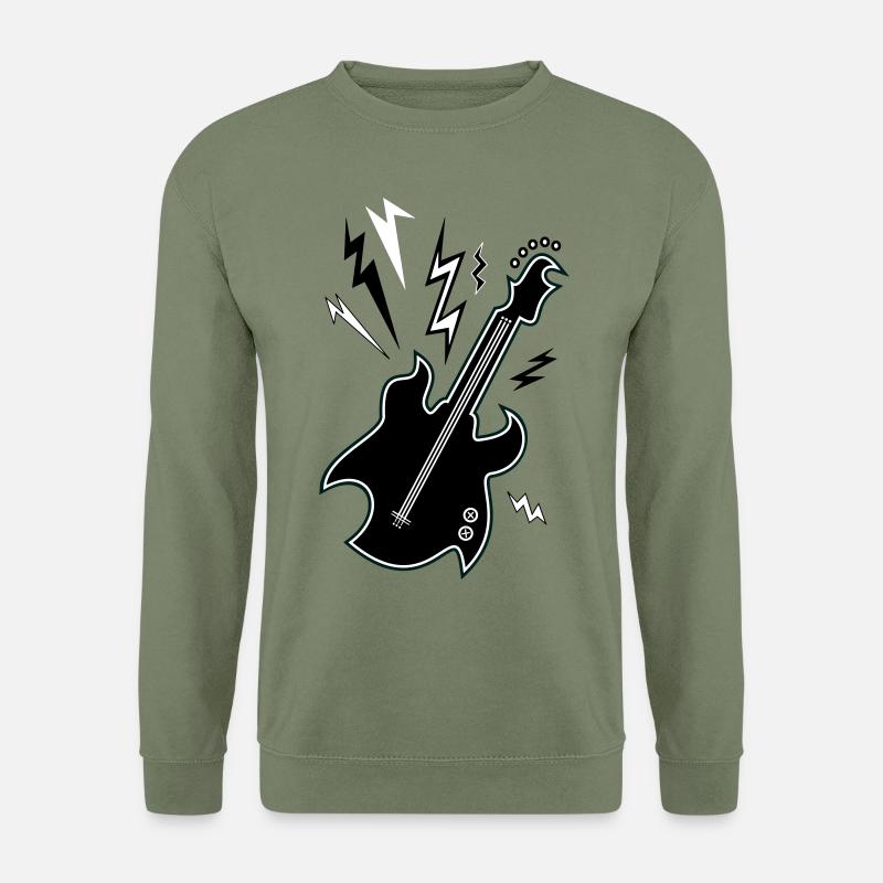 Schwarz-Weiß-Gitarre - Unisex Pullover - Armeegrün