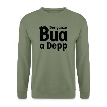 bayerisch Bayer Bayern Sprüche Sohn ganze Bua Depp - Unisex Pullover - Armeegrün - Vorne - Alina (178cm) & Michal (187cm)