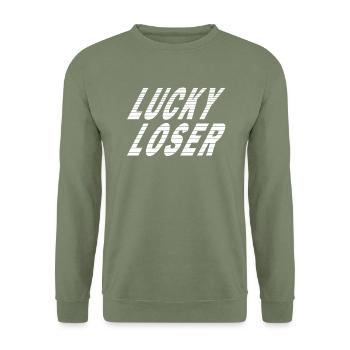 Tennis Lucky Loser Shirt Tasse Hoodie - Unisex Pullover - Armeegrün - Vorne - Alina (178cm) & Michal (187cm)
