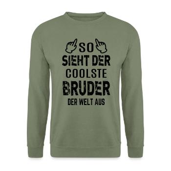 Coolster bester Bruder der Welt Geschenkidee Bro - Unisex Pullover - Armeegrün - Vorne - Alina (178cm) & Michal (187cm)