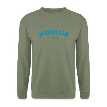 Medellin Colombia 1991 - Unisex Pullover - Armeegrün - Vorne - Alina (178cm) & Michal (187cm)