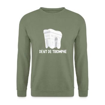 Dent De Triomphe - Sweat-shirt Unisexe - vert militaire - Devant - Alina (178cm) & Michal (187cm)
