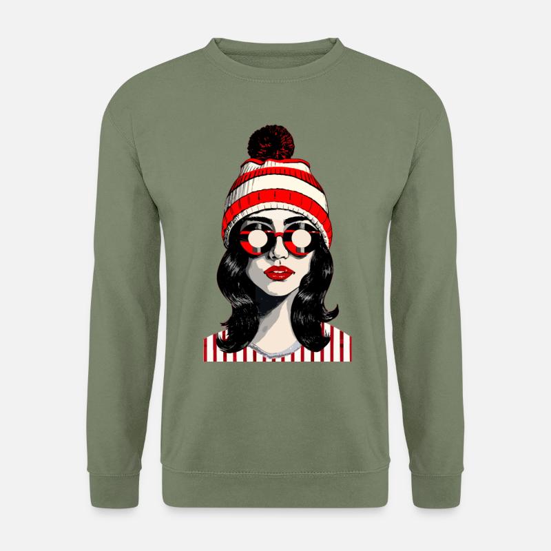Stylisches Retro-Pop-Art-Design mit coolem Vibe - Unisex Pullover - Armeegrün