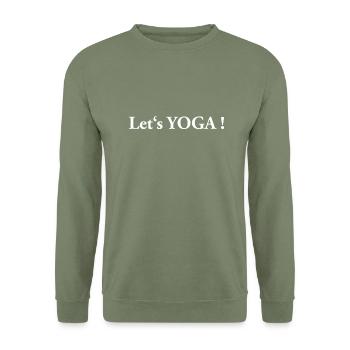 sport yoga frau rosa - Unisex Pullover - Armeegrün - Vorne - Alina (178cm) & Michal (187cm)