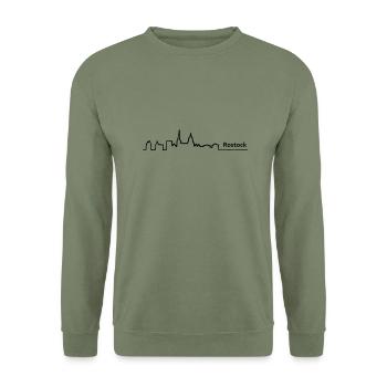 rostock skyline - Unisex Pullover - Armeegrün - Vorne - Alina (178cm) & Michal (187cm)