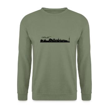 Münsteraner Skyline - Unisex Pullover - Armeegrün - Vorne - Alina (178cm) & Michal (187cm)