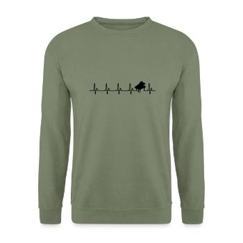 Instrument de musique piano battements cardiaques - Sweat-shirt Unisexe - vert militaire - Devant - Alina (178cm) & Michal (187cm)