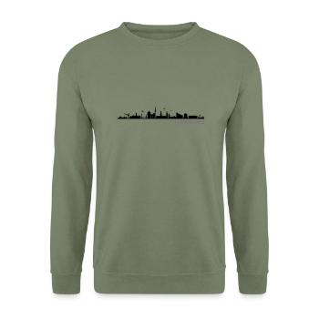 Skyline - Hamburg - Unisex Pullover - Armeegrün - Vorne - Alina (178cm) & Michal (187cm)