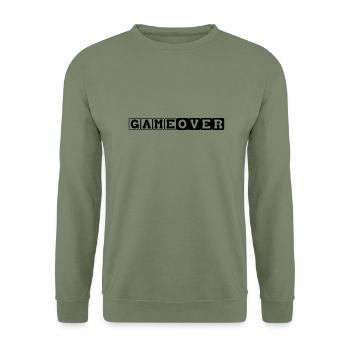 Game Over Zocken Spielen Spiel Geschenk - Unisex Pullover - Armeegrün - Vorne - Alina (178cm) & Michal (187cm)