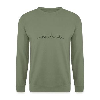 Skyline Dresden - Unisex Pullover - Armeegrün - Vorne - Alina (178cm) & Michal (187cm)