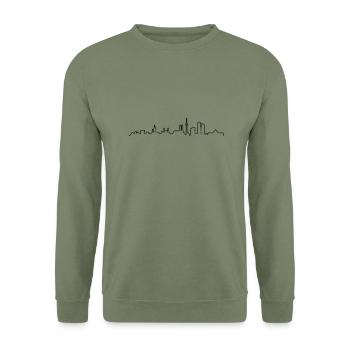 Skyline München - Unisex Pullover - Armeegrün - Vorne - Alina (178cm) & Michal (187cm)