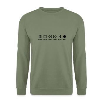 Cassette musik music play stop pause Black - Unisex Pullover - Armeegrün - Vorne - Alina (178cm) & Michal (187cm)