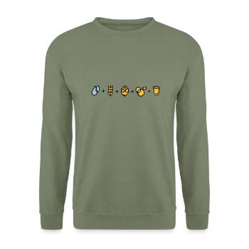 Bier Formel - Unisex Pullover - Armeegrün - Vorne - Alina (178cm) & Michal (187cm)