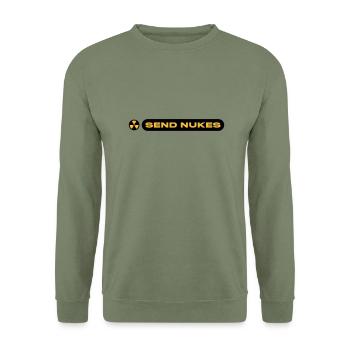 SEND NUKES - Unisex Pullover - Armeegrün - Vorne - Alina (178cm) & Michal (187cm)
