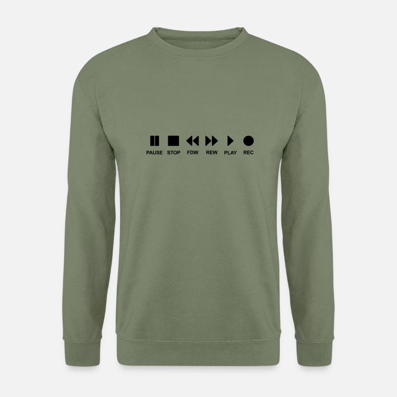 Cassette musik music play stop pause Black cd - Unisex Pullover - Armeegrün