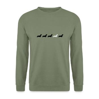 teckel - Sweat-shirt Unisexe - vert militaire - Devant - Alina (178cm) & Michal (187cm)