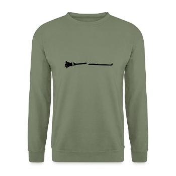 Besen gebrochen 2 - Unisex Pullover - Armeegrün - Vorne - Alina (178cm) & Michal (187cm)