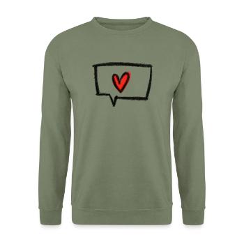 Liebes Sprechblase - Unisex Pullover - Armeegrün - Vorne - Alina (178cm) & Michal (187cm)