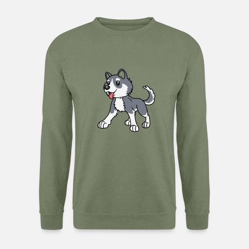Husky Hund Hunderasse Hunde - Unisex Pullover - Armeegrün