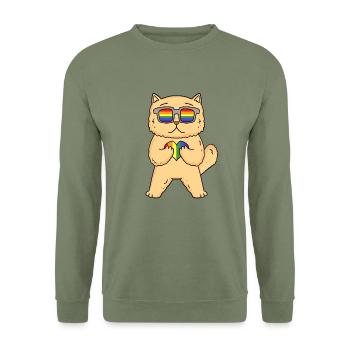 CHAT LGBT Chat Persan Arc-en-ciel - Sweat-shirt Unisexe - vert militaire - Devant - Alina (178cm) & Michal (187cm)