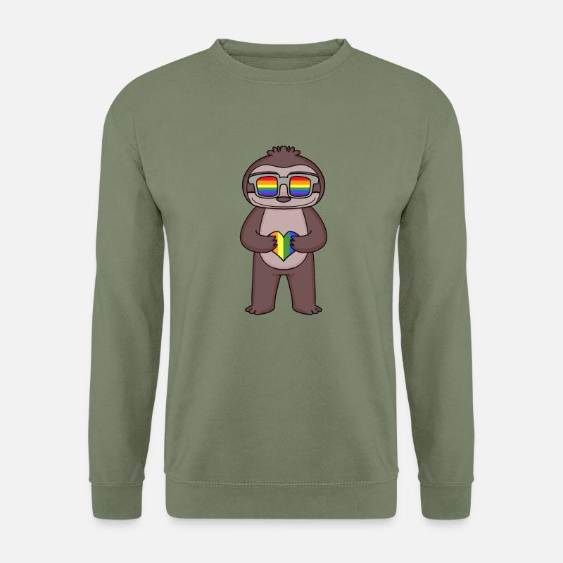 LGBT Tier Faultier Regenbogen - Unisex Pullover - Armeegrün