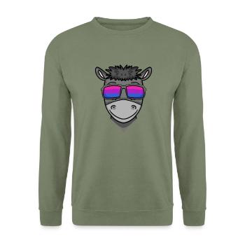 Bisexuell Esel Geschenk - Unisex Pullover - Armeegrün - Vorne - Alina (178cm) & Michal (187cm)