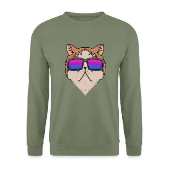 Bisexuell Exotische Kurzhaarkatze Katze Geschenk - Unisex Pullover - Armeegrün - Vorne - Alina (178cm) & Michal (187cm)