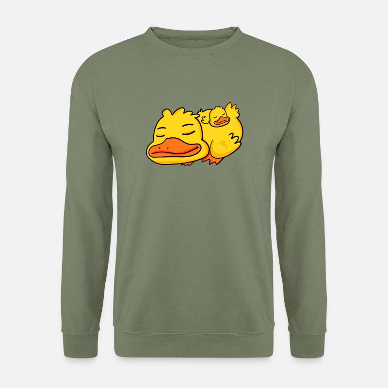 Ente Papa mit Baby Ente - Unisex Pullover - Armeegrün