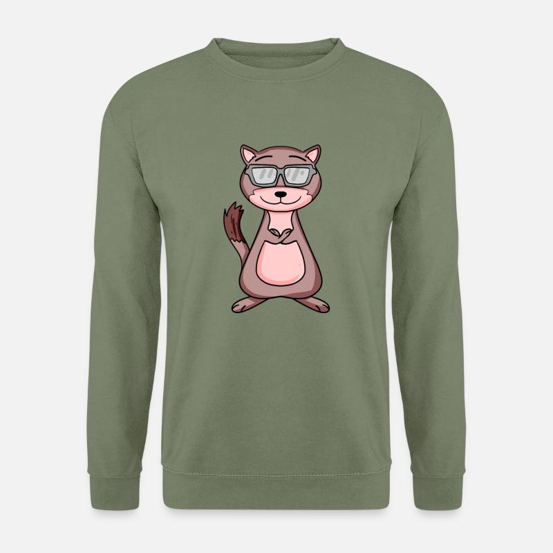 Wiesel mit Sonnenbrille - Unisex Pullover - Armeegrün