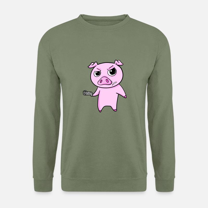 Schwein mit Pistole - Unisex Pullover - Armeegrün
