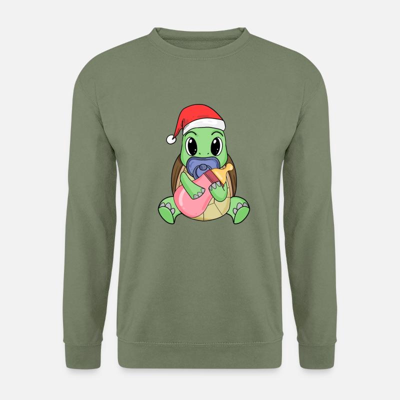 Schildkröte Baby Weihnachten - Unisex Pullover - Armeegrün