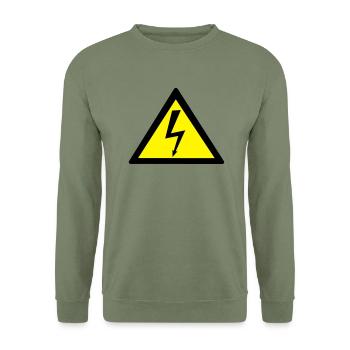 Power Shield Flash High Voltage - Sweat-shirt Unisexe - vert militaire - Devant - Alina (178cm) & Michal (187cm)