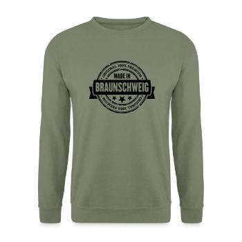 Made in Braunschweig - Unisex Pullover - Armeegrün - Vorne - Alina (178cm) & Michal (187cm)