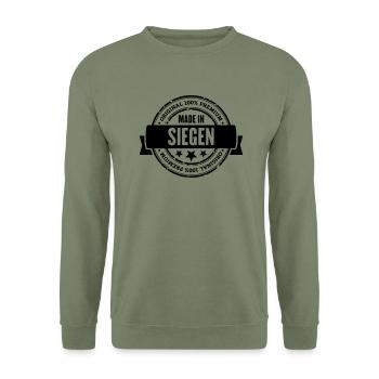 Made in Siegen - Unisex Pullover - Armeegrün - Vorne - Alina (178cm) & Michal (187cm)