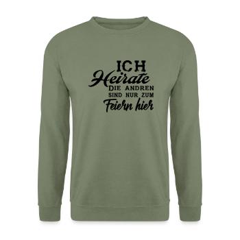 ich Heirate - die anderen - Unisex Pullover - Armeegrün - Vorne - Alina (178cm) & Michal (187cm)
