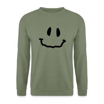 smiley_1c - Sweat-shirt Unisexe - vert militaire - Devant - Alina (178cm) & Michal (187cm)