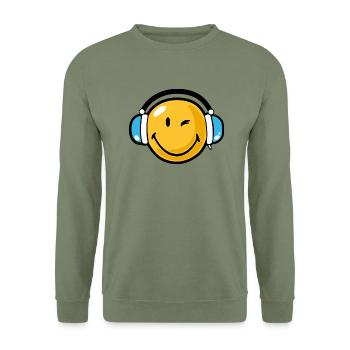 Smiley headphones - Sweat-shirt Unisexe - vert militaire - Devant - Alina (178cm) & Michal (187cm)