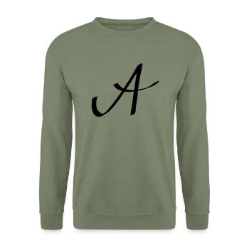 Logo A - Unisex Pullover - Armeegrün - Vorne - Alina (178cm) & Michal (187cm)