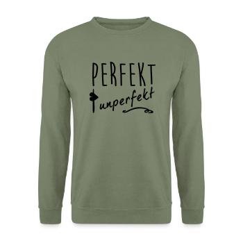 perfekt unperfekt - Unisex Pullover - Armeegrün - Vorne - Alina (178cm) & Michal (187cm)