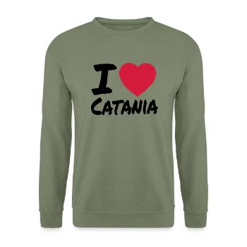 I Love Catania - Unisex Pullover - Armeegrün - Vorne - Alina (178cm) & Michal (187cm)