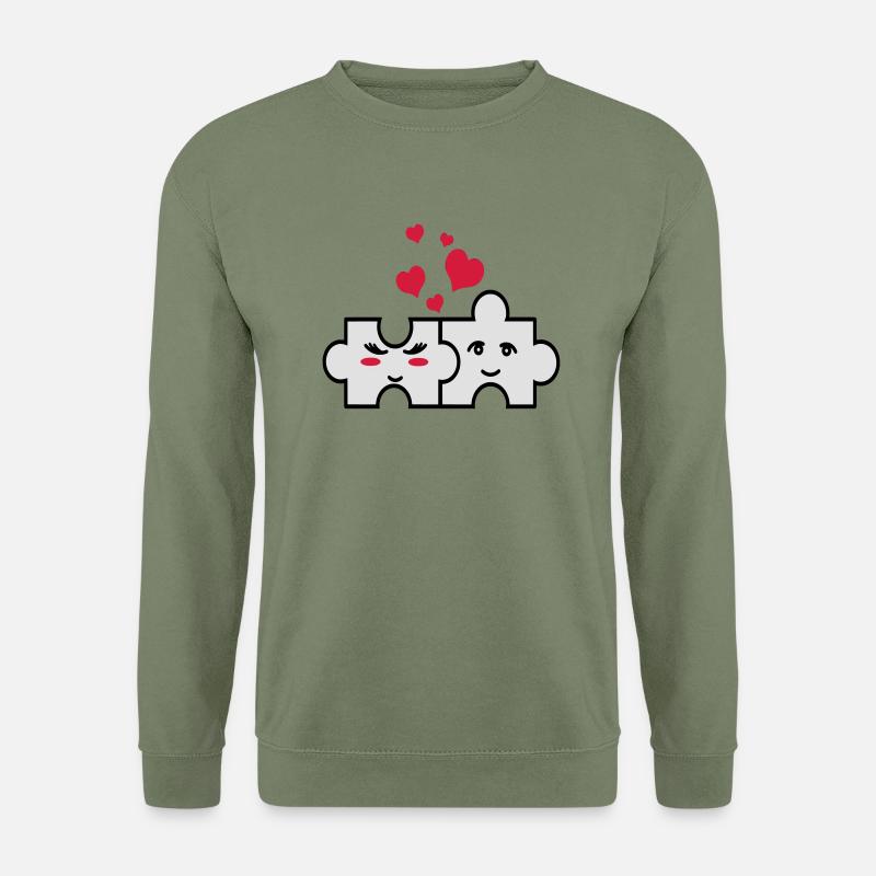Puzzle-Paar - Unisex Pullover - Armeegrün