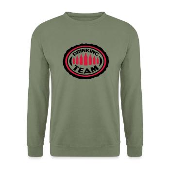 Drinking Team - Sweat-shirt Unisexe - vert militaire - Devant - Alina (178cm) & Michal (187cm)