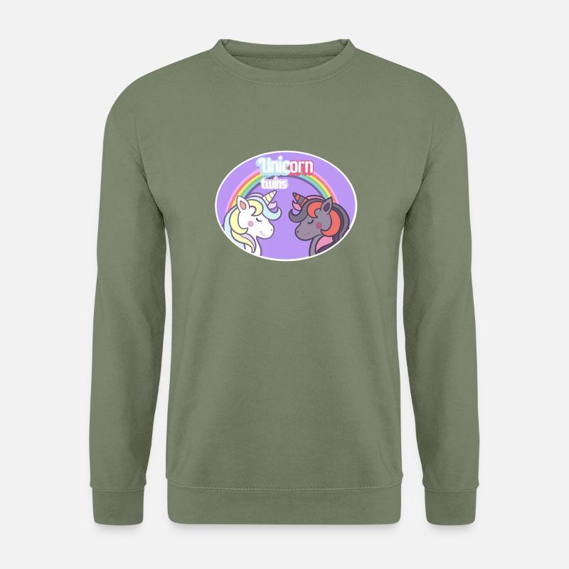 Einhorn-Zwillinge - Unisex Pullover - Armeegrün